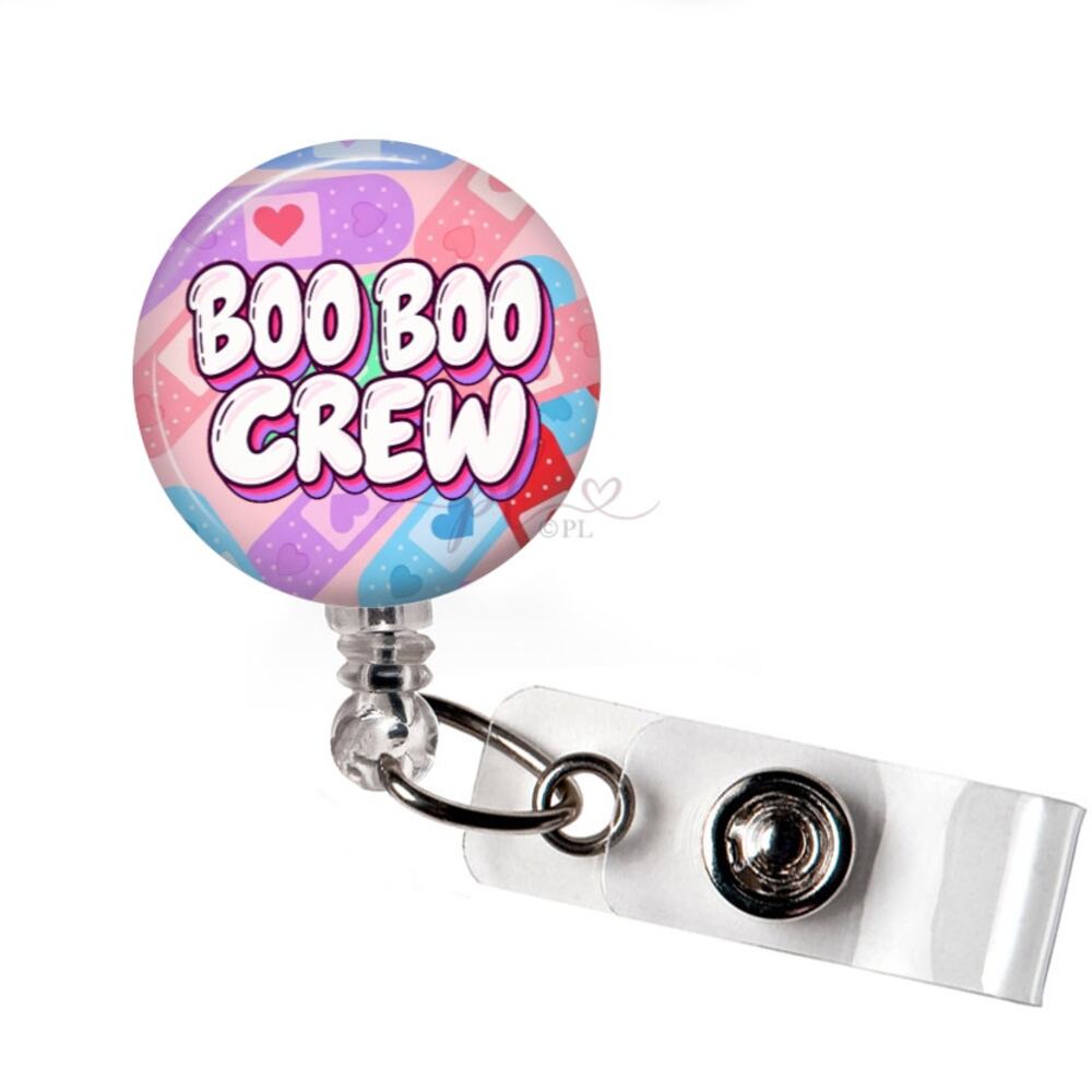 Boo Boo Crew Badge Reel Pediatric Nurse Healthcare Medical ID Holder Gift